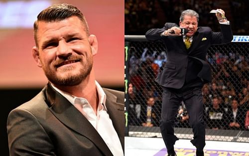 Michael Bisping (left); Bruce Buffer (right)