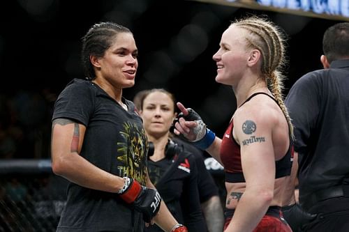 UFC champions Amanda Nunes (left) and Valentina Shevchenko (right)