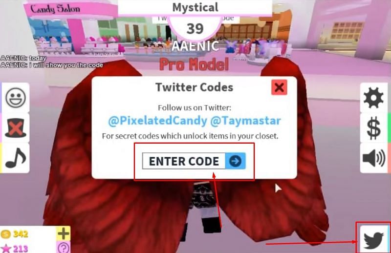 The code redemption window in Fashion Famous. (Image via Roblox Corporation)