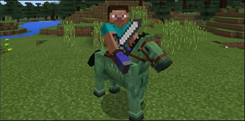 Zombie horses are a rare breed of horse that cannot be naturally spawned in the world (Image via Minecraft)