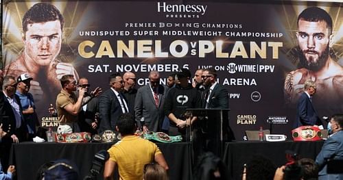 Eddie Hearn gives his thoughts on the insane altercation between Canelo Alvarez and Caleb Plant from their press conference