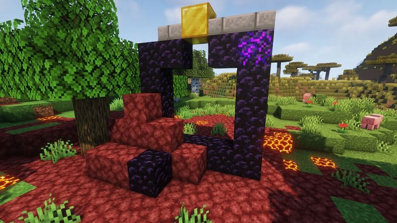 A ruined portal (Image via Minecraft)