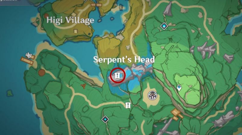 Kujirai location in Serpent&#039;s Head (Image via Genshin Impact)