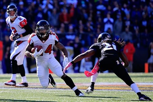 Devonta Freeman of the Atlanta Falcons v his current team Baltimore Ravens