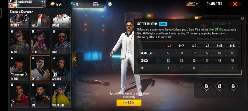 Skyler&#039;s ability is known as Riptide Rhythm (Image via Free Fire)