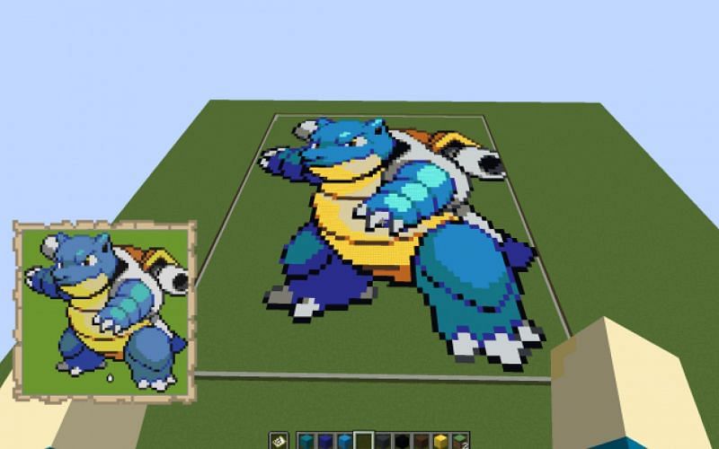 An image of Pok&eacute;mon map art in Minecraft. (Image via Minecraft)