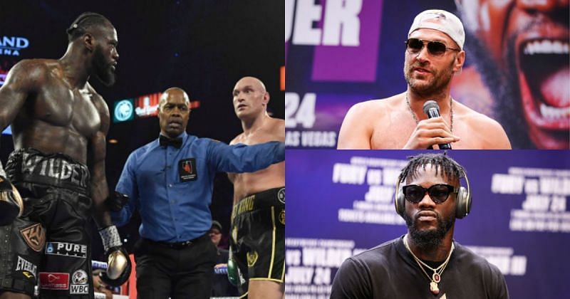 Tyson Fury (top right); Deontay Wilder (bottom right)