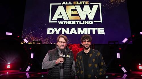 Tony Khan with Tony Schiavone on AEW Dynamite