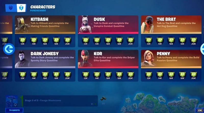 Quests and Punchcard system in Fortnite Chapter 2 Season 8 (Image via Fortnite)