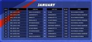 ISL Fixtures in January
