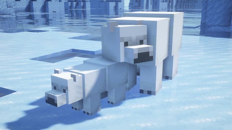 A polar bear and its cub (Image via Minecraft)