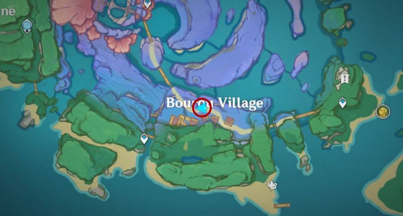 Viewpoint location in Bourou Village (Image via Genshin Impact)