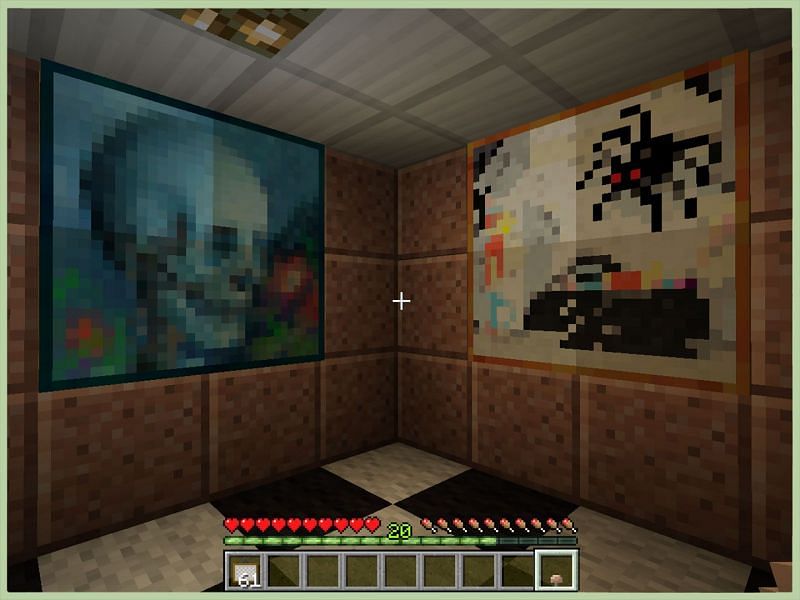 Paintings can come in varying sizes and designs, depending on how much space is available. (Image via Minecraft