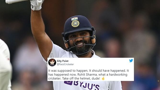 "A true Hitman moment"- Fans erupt as Rohit Sharma scores maiden overseas hundred