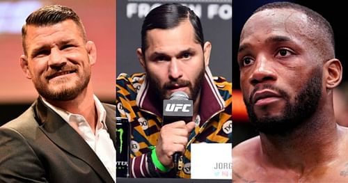 Michael Bisping (left); Jorge Masvidal (center); Leon Edwards (right)