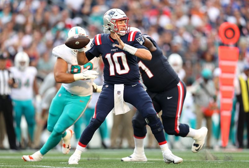 Mac Jones of the New England Patriots against Miami Dolphins in Week 1, 2021