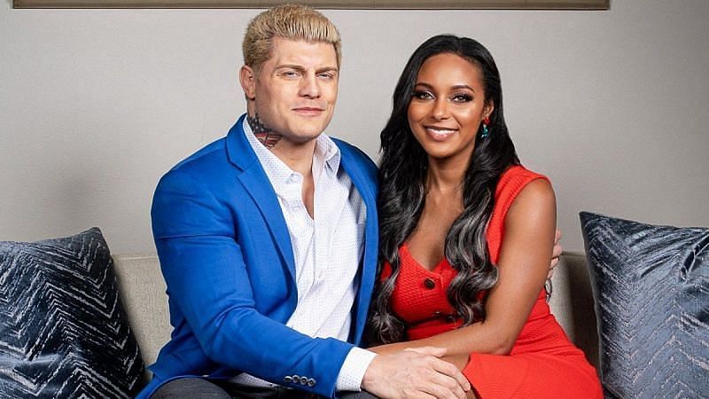 Cody Rhodes and Brandi Rhodes posing for a picture
