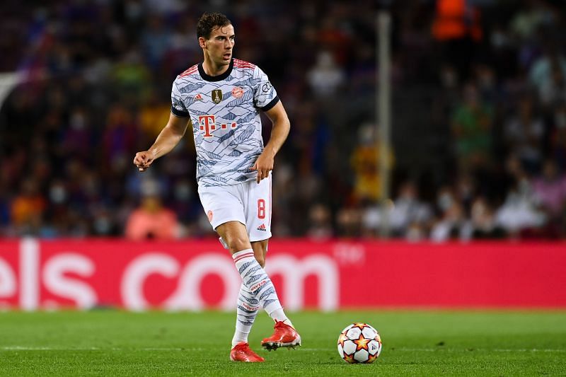 Bayern Munich star Leon Goretzka in action against Barcelona in the UEFA Champions League