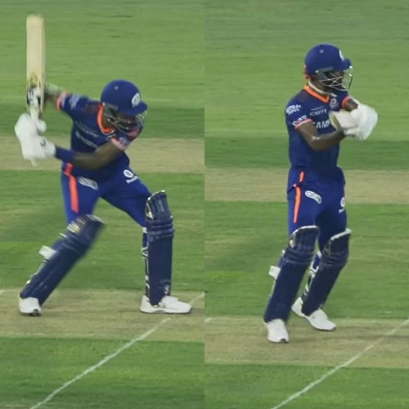 Mumbai Indians shared a clip of Hardik Pandya playing the helicopter shot