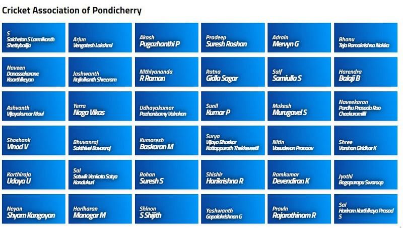 Puducherry Squad for Vinoo Mankad Trophy 2021 (Image Courtesy: BCCI.tv)