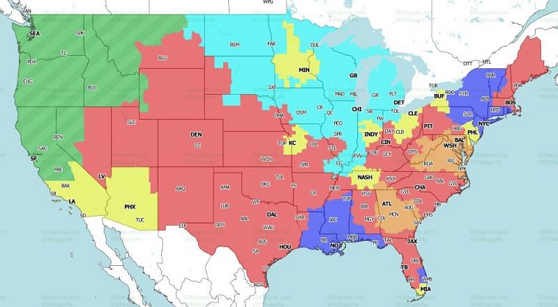 FOX Coverage Map for the games of NFL Week 4