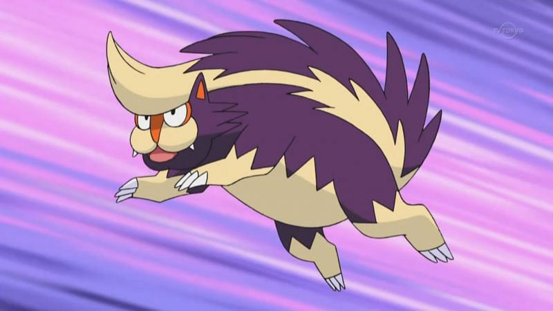 Skuntank as it appears in the anime (Image via The Pokemon Company)