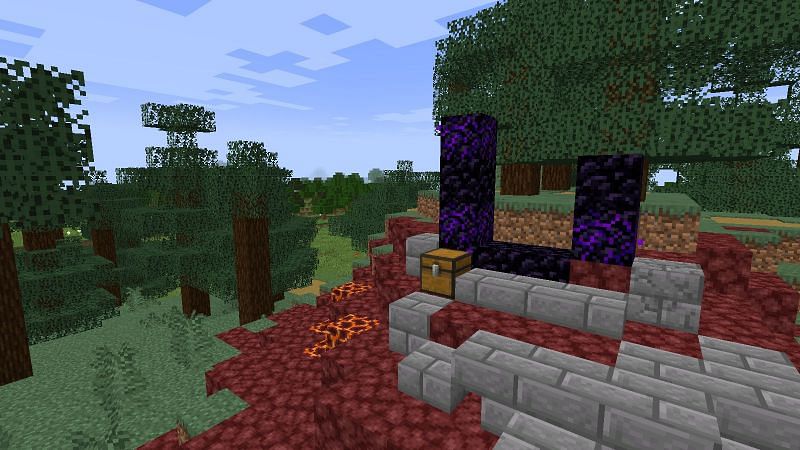 An image of a Minecraft ruined portal.  (Image via Minecraft)