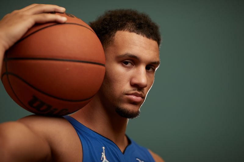 2021 NBA Rookie Photo Shoot - Jalen Suggs posing with a basketball