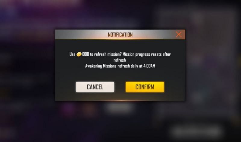 Players can reset missions using gold coins (Image via Free Fire)
