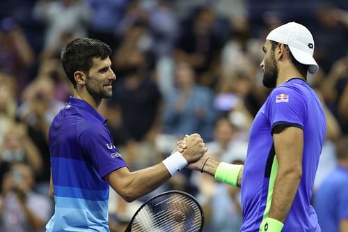 Novak Djokovic (L) and Matteo Berrettini