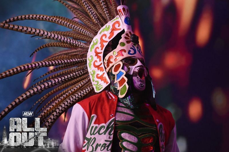 Penta El Zero M looked magnificent in his traditional Mexican headdress at AEW All Out