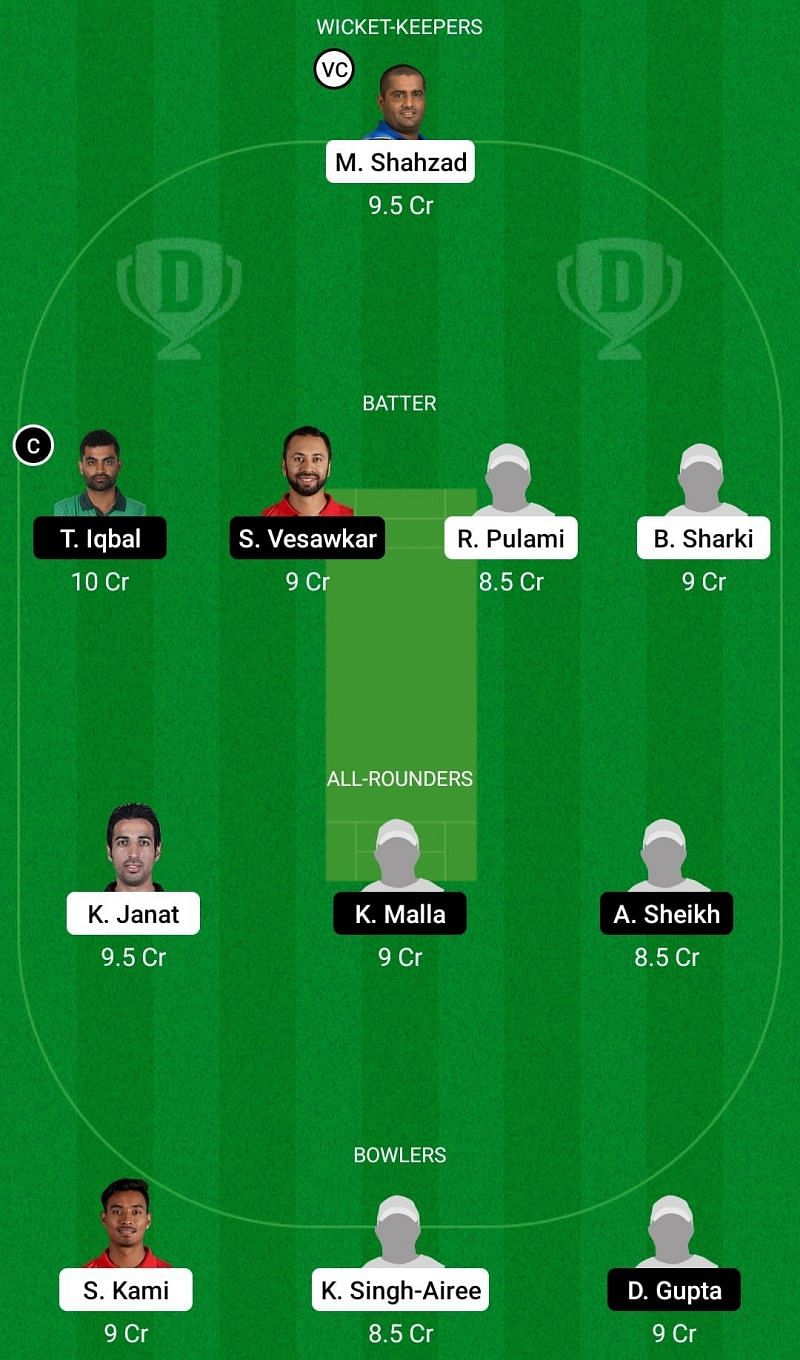 Dream11 Team for Chitwan Tigers vs Bhairahawa Gladiators - Everest Premier League T20 2021.