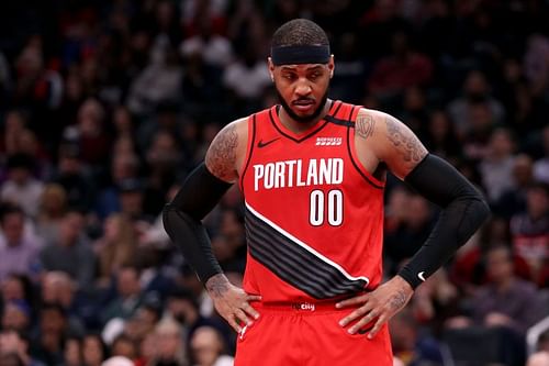 Carmelo Anthony at the Portland Trail Blazers vs Washington Wizards game