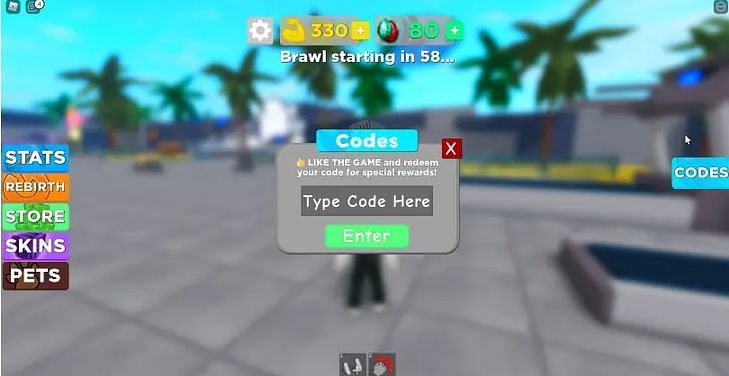 The code redemption window for Weight Lifting Simulator. (Image via Roblox Corporation)