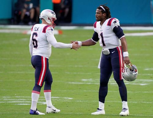 New England Patriots kicker Nick Folk and former QB Cam Newton