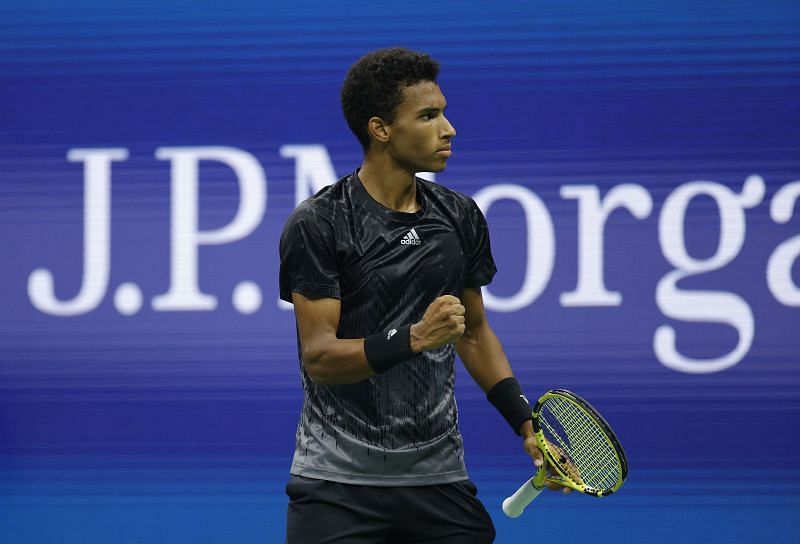 Felix Auger-Aliassime during his match against Carlos Alcaraz