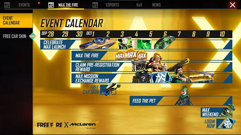 The dates of some of the upcoming events have been unveiled (Image via Free Fire)