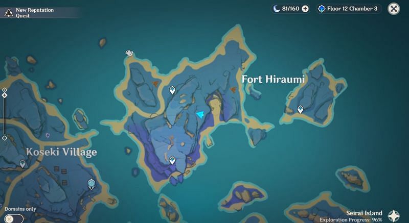 Location of the cat-paw stone formation on the map (Image via Genshin Impact)