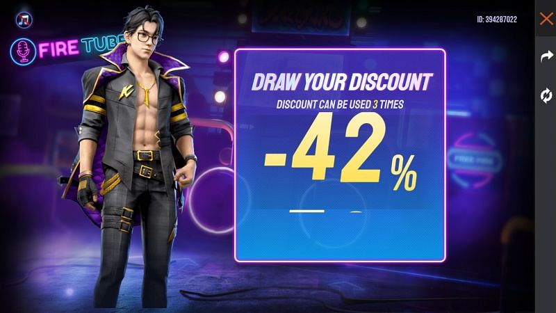 Players first have to draw a particular discount that they can use for three spins (Image via Free Fire)