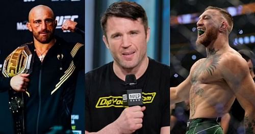 \Alexander Volkanovski (L), Chael Sonnen (C), Conor McGregor (R)