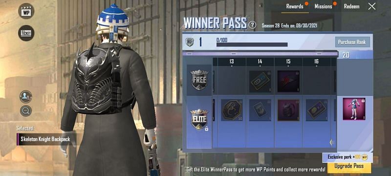 WP Level 15: Skeleton Knight Backpack (Image via PUBG Mobile Lite)