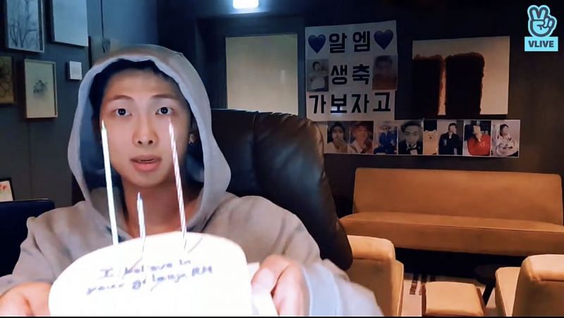 A screenshot of Namjoon from his VLIVE. (Image via VLIVE/BTS)