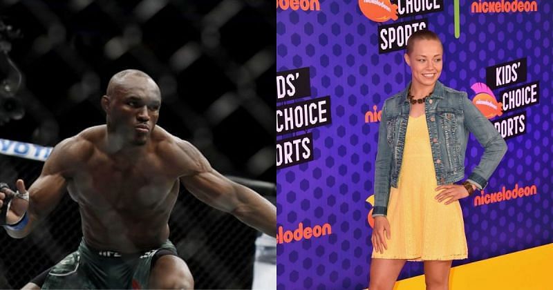 Teammates Kamaru Usman (left) and Rose Namajunas (right) took part in a fun sparring session recently