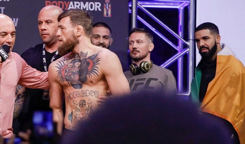 Conor McGregor was accompanied by Drake at the UFC 229 weigh-ins