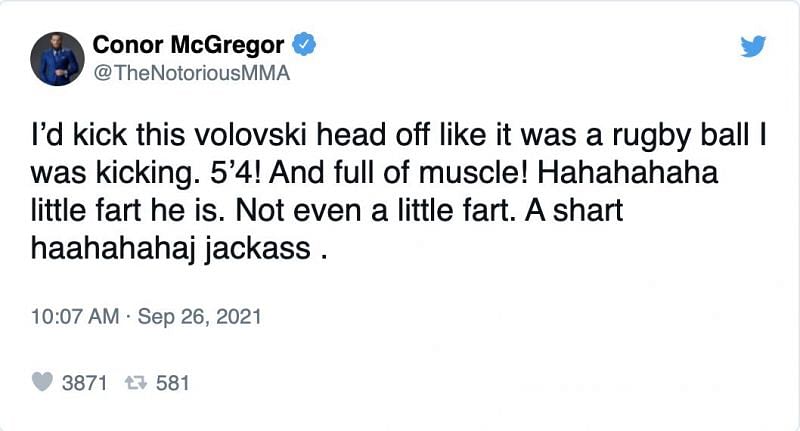 Conor McGregor&#039;s harsh call-out of Alexander Volkanovski