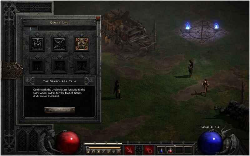 The Quest Log provides detailed information on current and previous quests (Image via Diablo II: Resurrected)