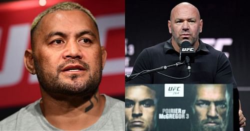 Mark Hunt (left); Dana White (right)