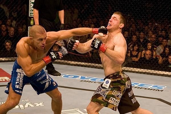 Georges St-Pierre knocked out Matt Hughes in their second meeting, but admitted he was scared in their first clash at UFC 50