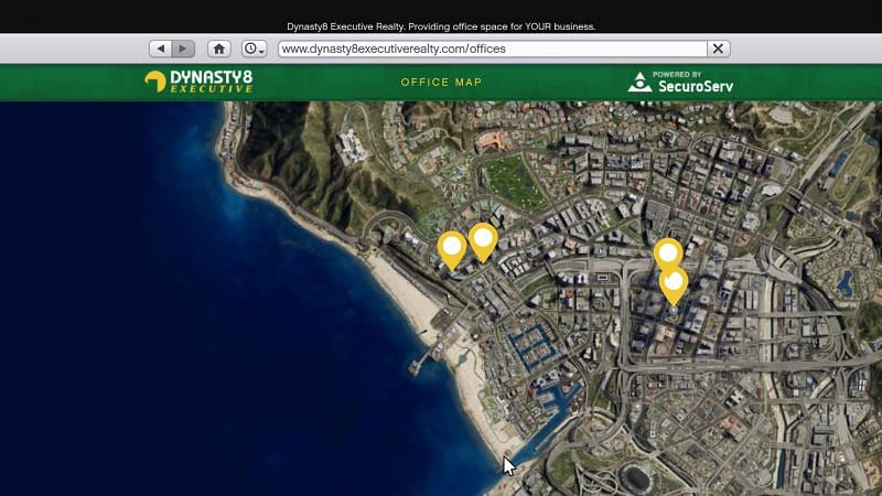 Players can purchase properties through sites like Dynasty 8 Executive Realty in GTA Online (Image via Rockstar Games)