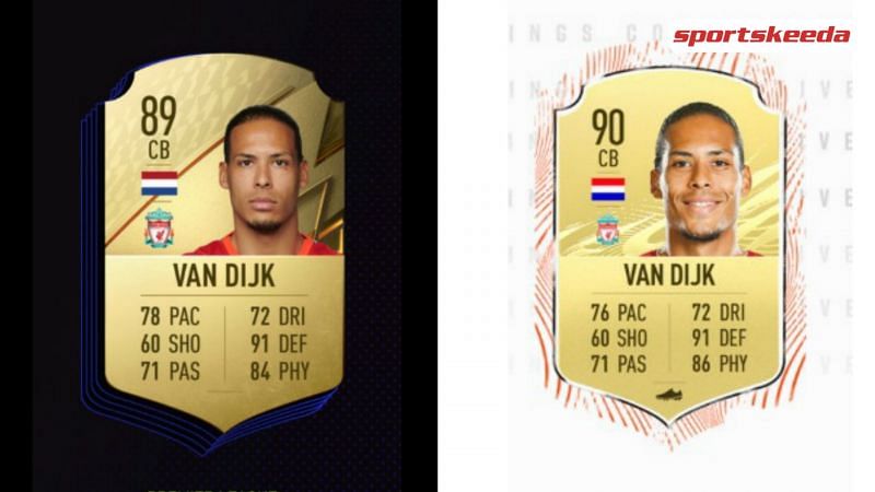 FIFA 21 and FIFA 22 ratings of Van Dijk